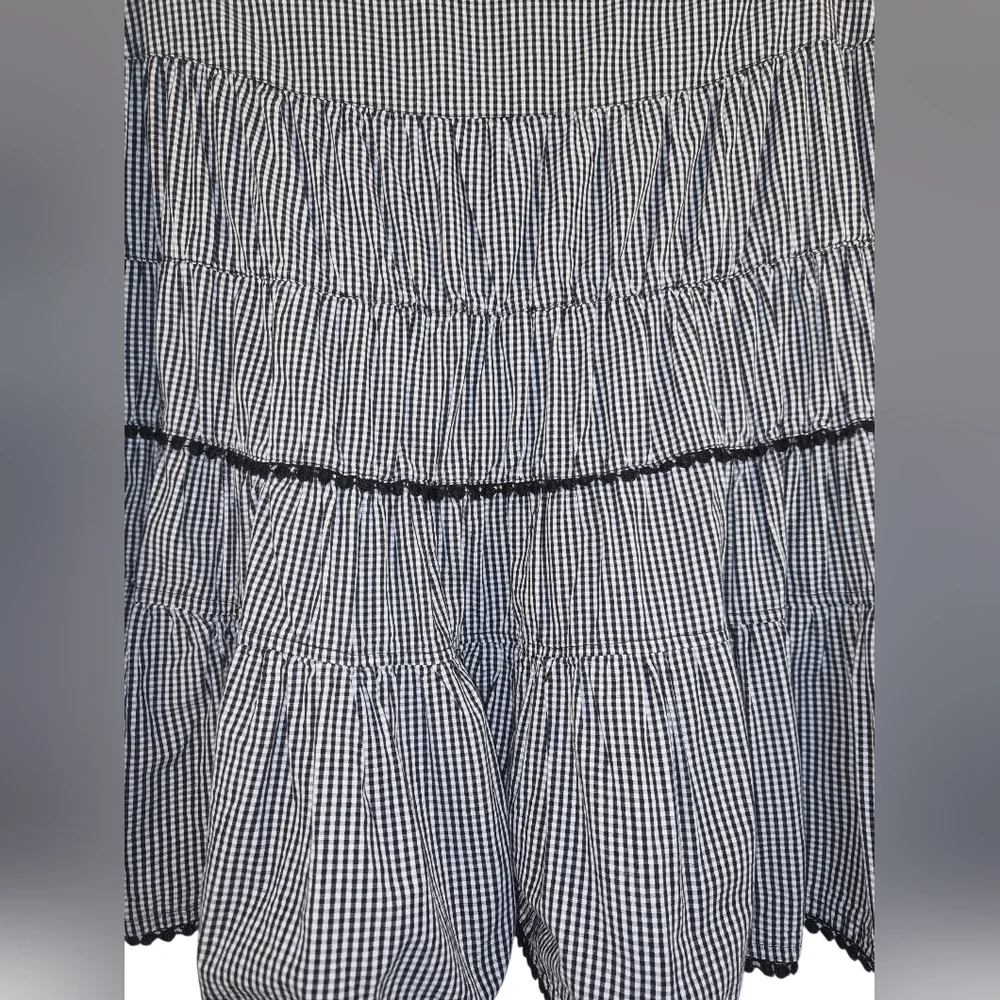 Gingham Tiered Cotton Cottagecore Midi Natural Fiber Y2k Vtg‎ 2000s Skirt